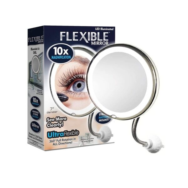 Led Light Folding Rotating 10X Flexible Magnifying Makeup Mirror