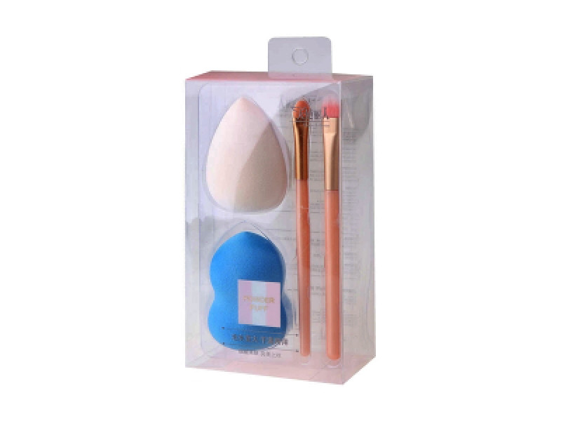 Cosmetic powder puff and makeup brush each 2pcs