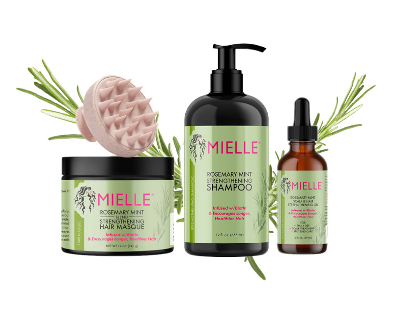 Mielle rosemary mint hair care set with scalp massager