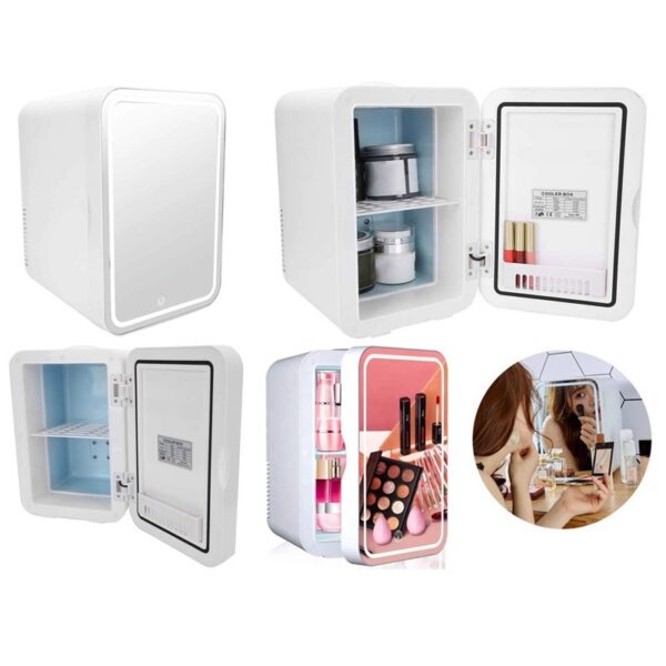 Mini Mirrored Skin Care Beauty Fridge With Led Lighting, Cool, Hot For Home And Car Travel Storage