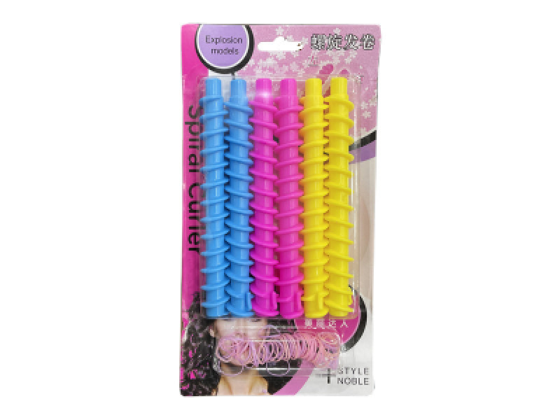 Heat Resistant Spiral Hair Curler Set Multi Colour 6 Pieces