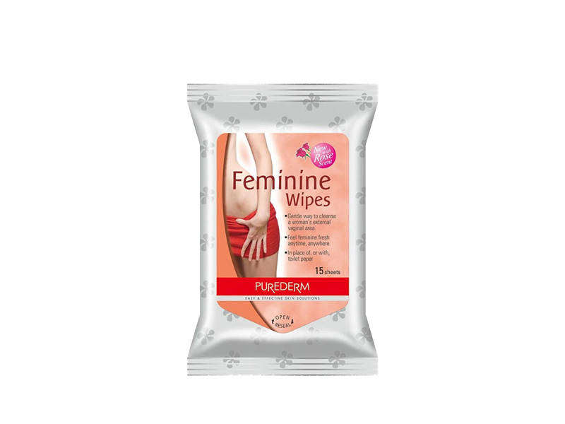 Purederm Feminine Cleansing Wipes With Natural Roses, 15 Wipes