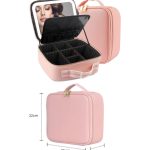 Makeup bag with LED Mirror 25cm x 22cm (Pink)